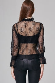 Mila High-Neck Floral-Lace Top | OROSHE