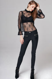 Mila High-Neck Floral-Lace Top | OROSHE