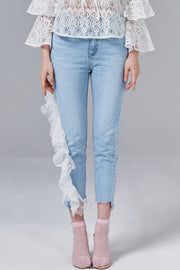 Lindsey Lace Ruffle Jeans | OROSHE