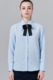 Liv Chiffon Blouse with Bow Brooch