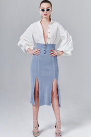 Naomi M-Slit Knit Skirt | OROSHE