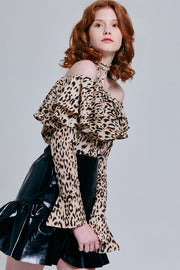 Octavia Leopard Print Bardot Top | OROSHE